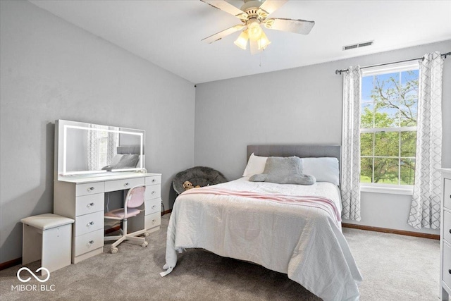 11956 Glen Cove Dr, Indianapolis, IN 46236 - bedroom with light carpet, baseboards, and ceiling fan
