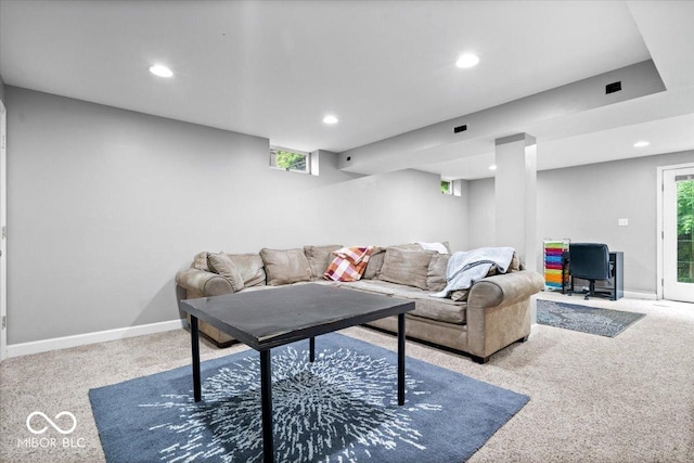 11956 Glen Cove Dr, Indianapolis, IN 46236 - carpeted living room featuring recessed lighting and baseboards