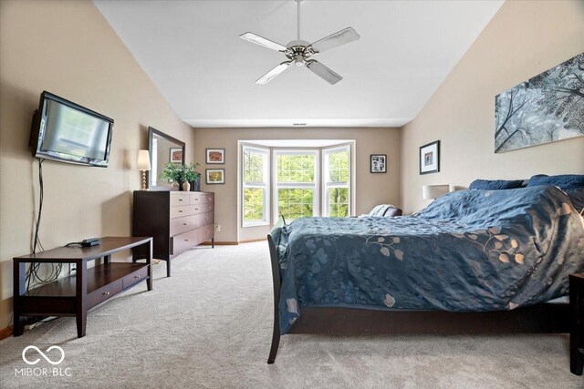 11956 Glen Cove Dr, Indianapolis, IN 46236 - carpeted bedroom featuring ceiling fan, lofted ceiling, and baseboards