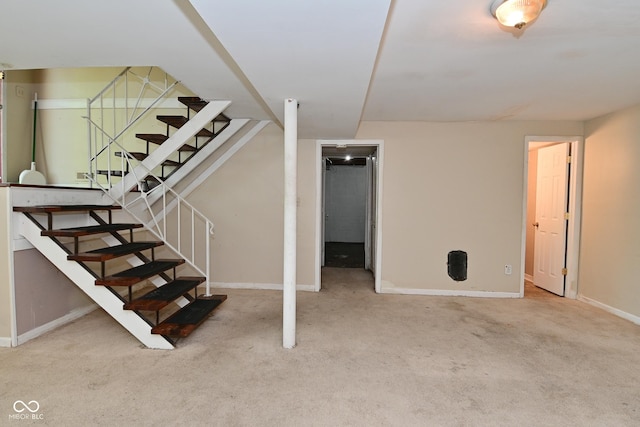 3668 Chatsbee Ct, Indianapolis, IN 46224 - finished below grade area with carpet flooring, baseboards, and stairway