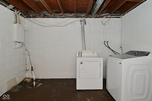 3668 Chatsbee Ct, Indianapolis, IN 46224 - laundry room featuring separate washer and dryer and electric panel
