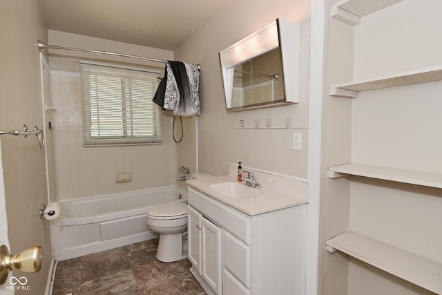 3668 Chatsbee Ct, Indianapolis, IN 46224 - bathroom featuring vanity, toilet, and bathtub / shower combination
