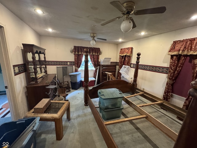 16952 Bookout Rd, Hagerstown, IN 47346 - miscellaneous room with recessed lighting, a ceiling fan, and wood finished floors