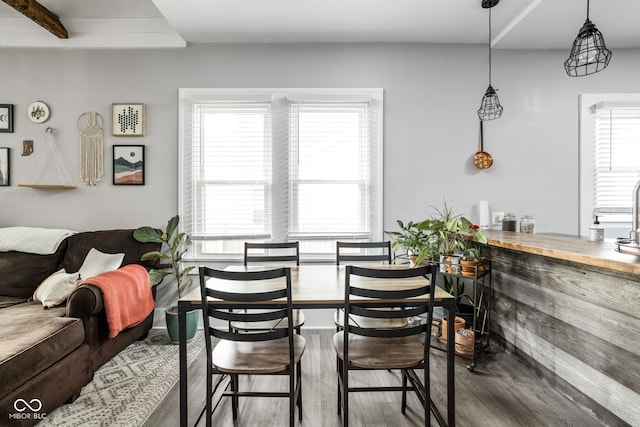 4414 Winthrop Ave, Indianapolis, IN 46205 - dining space featuring dark wood finished floors and plenty of natural light
