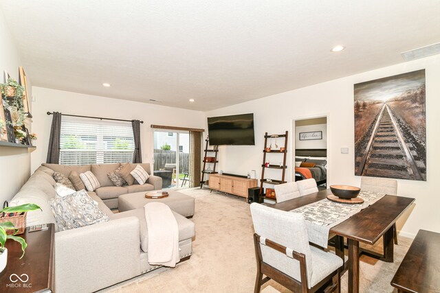 6556 Sulgrove Pl, Indianapolis, IN 46221 - living area featuring light carpet and recessed lighting