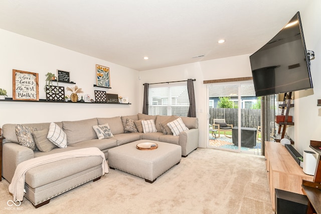 6556 Sulgrove Pl, Indianapolis, IN 46221 - living room featuring light carpet and recessed lighting