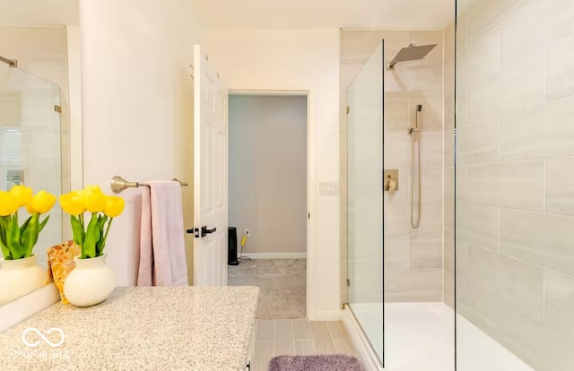 1398 Clinton St, Noblesville, IN 46060 - bathroom with a shower stall, baseboards, and tile patterned flooring