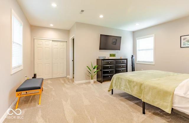 1398 Clinton St, Noblesville, IN 46060 - bedroom with baseboards, recessed lighting, carpet flooring, and a closet