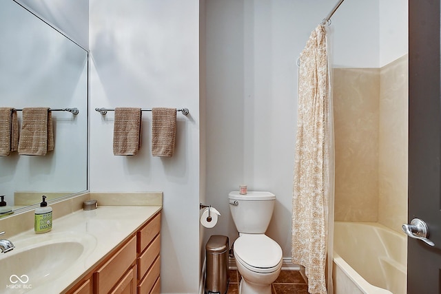 350 N Meridian St Unit A303, Indianapolis, IN 46204 - full bathroom featuring tile patterned flooring, toilet, vanity, and shower / bath combination with curtain