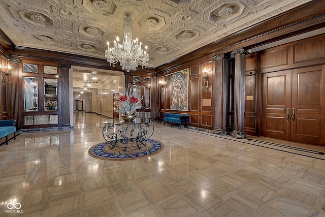 350 N Meridian St Unit A303, Indianapolis, IN 46204 - lobby featuring crown molding and wood walls