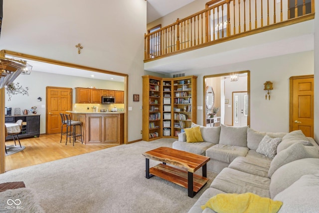 3564 Clear Creek Blvd, Martinsville, IN 46151 - living room with a towering ceiling and light colored carpet