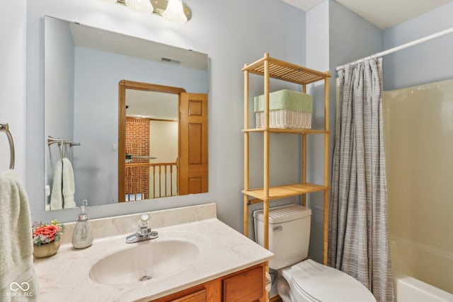 3564 Clear Creek Blvd, Martinsville, IN 46151 - bathroom with vanity, shower / bathtub combination with curtain, and toilet
