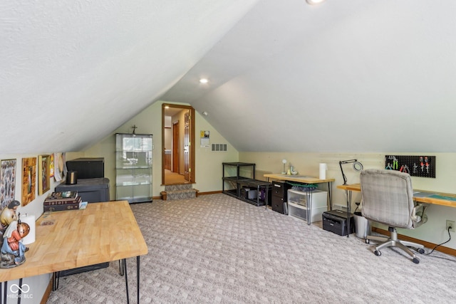 3564 Clear Creek Blvd, Martinsville, IN 46151 - carpeted office space with vaulted ceiling, baseboards, and recessed lighting
