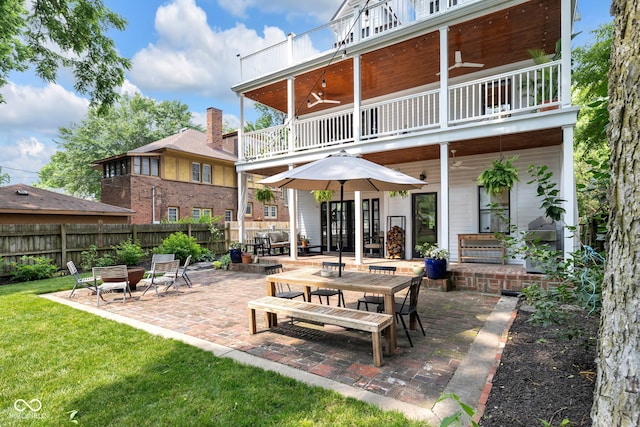 3215 N Pennsylvania St, Indianapolis, IN 46205 - back of house with a balcony, a patio, and ceiling fan