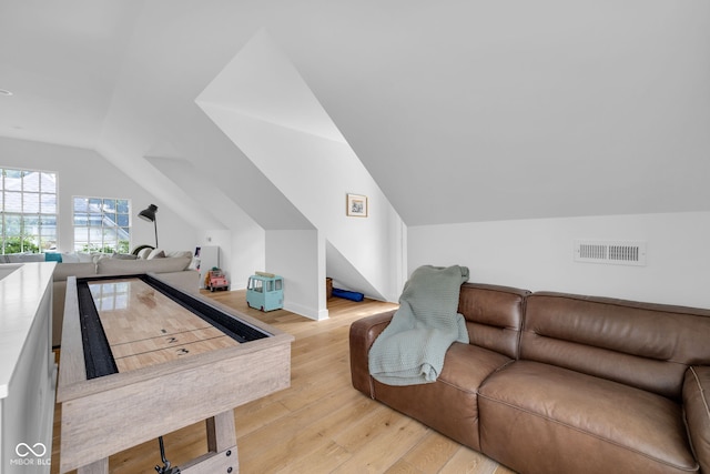 3215 N Pennsylvania St, Indianapolis, IN 46205 - game room featuring lofted ceiling and wood finished floors