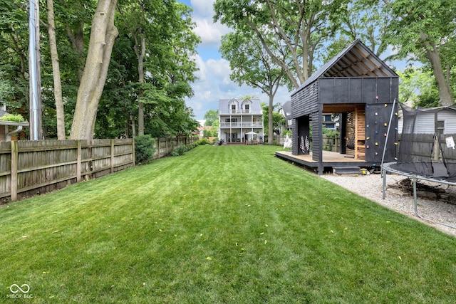 3215 N Pennsylvania St, Indianapolis, IN 46205 - view of yard with a trampoline and a deck