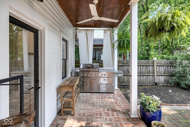 3215 N Pennsylvania St, Indianapolis, IN 46205 - view of patio / terrace with ceiling fan and a grill