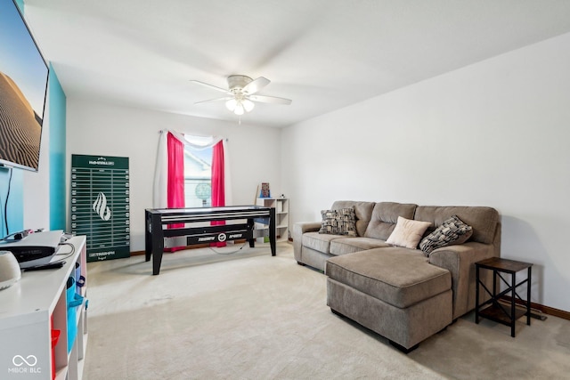 4434 W Windsong Ct, New Palestine, IN 46163 - carpeted living area with a ceiling fan