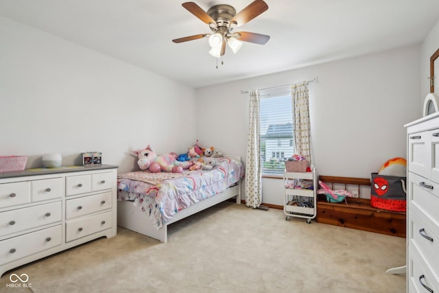 4434 W Windsong Ct, New Palestine, IN 46163 - bedroom featuring light carpet and a ceiling fan