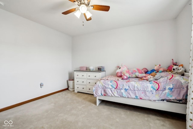 4434 W Windsong Ct, New Palestine, IN 46163 - bedroom with light carpet, baseboards, and a ceiling fan