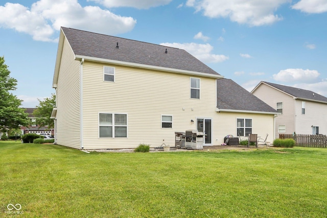 4434 W Windsong Ct, New Palestine, IN 46163 - rear view of house featuring a patio and roof with shingles