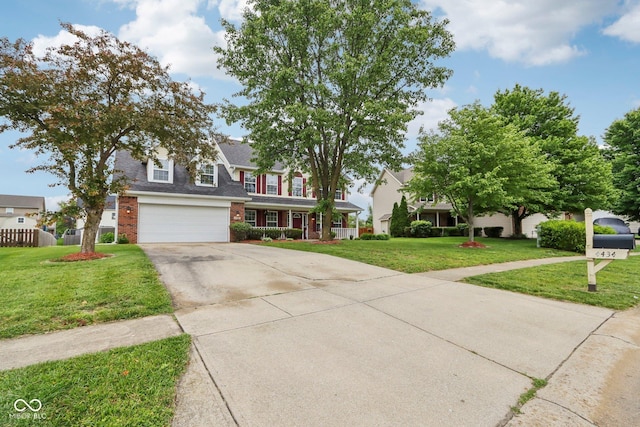 4434 W Windsong Ct, New Palestine, IN 46163 - view of front of home featuring brick siding, concrete driveway, a front lawn, and a garage