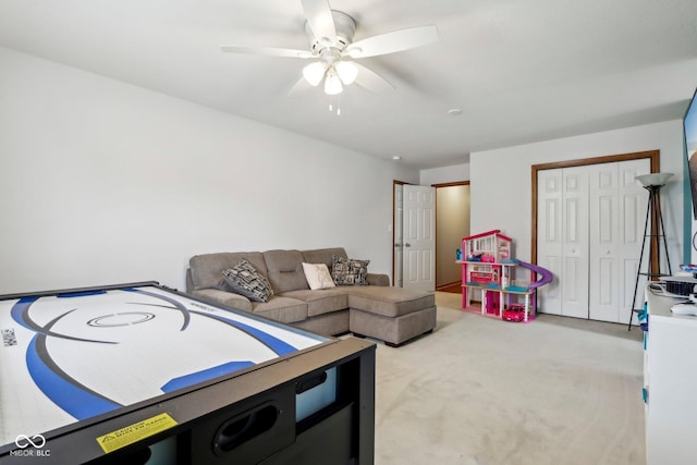4434 W Windsong Ct, New Palestine, IN 46163 - playroom with carpet and a ceiling fan