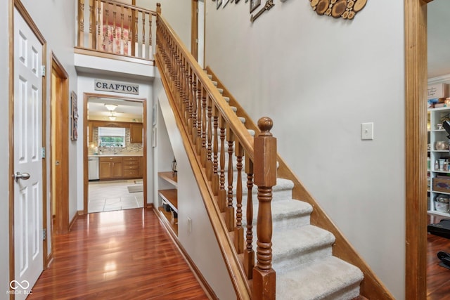 4434 W Windsong Ct, New Palestine, IN 46163 - stairway with wood finished floors