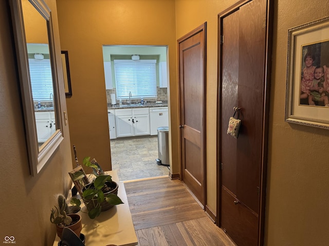 532 N Franklin St, Greensburg, IN 47240 - hall featuring a sink and light wood-style floors