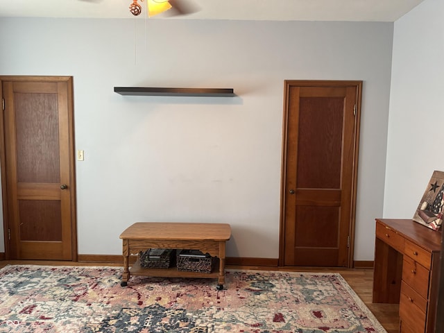 532 N Franklin St, Greensburg, IN 47240 - entrance foyer featuring a ceiling fan, wood finished floors, and baseboards