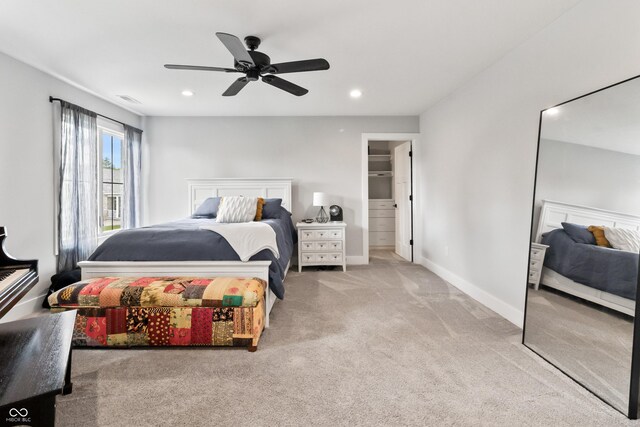 4808 Lakeview Dr, Greenwood, IN 46143 - carpeted bedroom with baseboards, ceiling fan, and recessed lighting