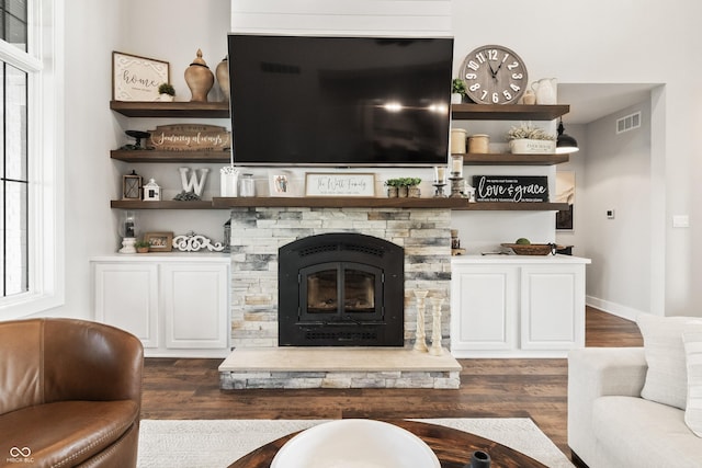 4808 Lakeview Dr, Greenwood, IN 46143 - living room with dark wood-style floors