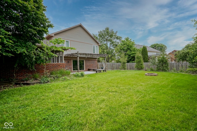 4949 Jennings Dr, Carmel, IN 46033 - view of yard featuring a pergola, an outdoor fire pit, and a patio