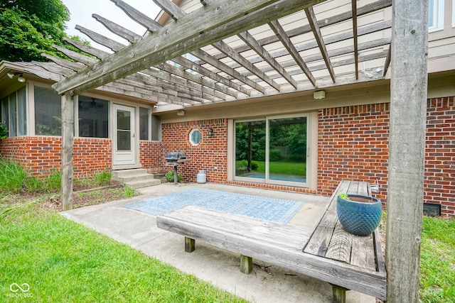 4949 Jennings Dr, Carmel, IN 46033 - wooden deck featuring a pergola, entry steps, area for grilling, and a patio