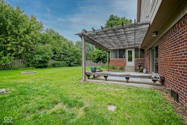 4949 Jennings Dr, Carmel, IN 46033 - view of yard featuring a patio, an outdoor fire pit, a pergola, and entry steps