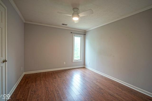 4949 Jennings Dr, Carmel, IN 46033 - empty room featuring wood finished floors, baseboards, ceiling fan, a textured ceiling, and crown molding