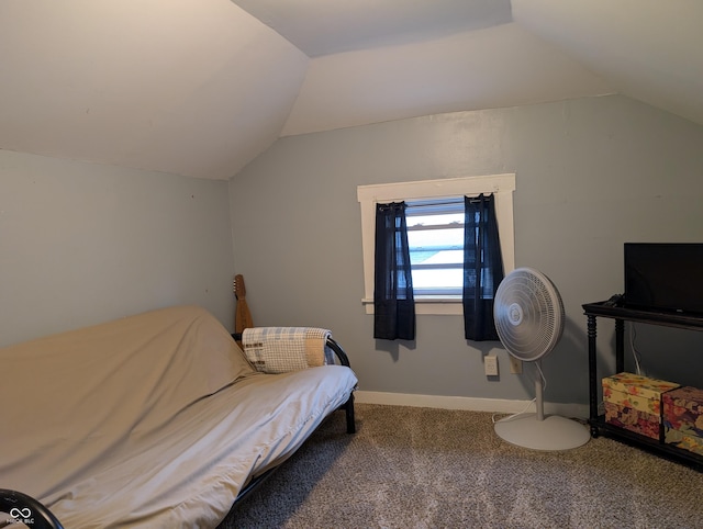 1728 Newton St, Columbus, IN 47201 - carpeted bedroom featuring vaulted ceiling and baseboards