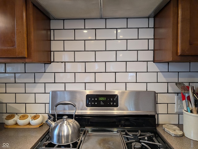 1728 Newton St, Columbus, IN 47201 - kitchen view of backsplash and stainless steel range with gas cooktop