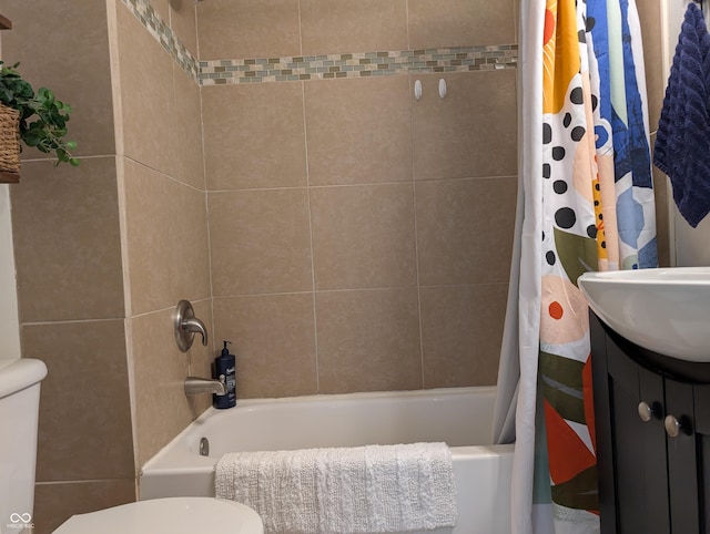 1728 Newton St, Columbus, IN 47201 - bathroom with toilet, shower / bath combo with shower curtain, and vanity
