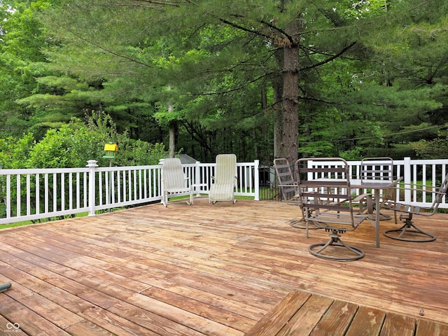 8310 Dog Trot Ln, Morgantown, IN 46160 - wooden deck featuring a forest view