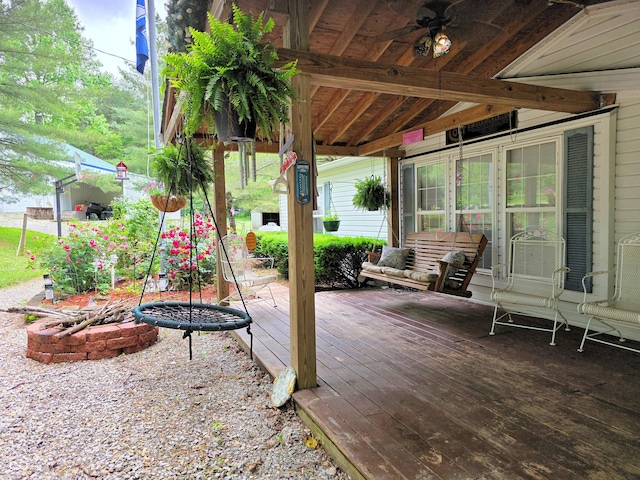 8310 Dog Trot Ln, Morgantown, IN 46160 - wooden terrace with ceiling fan