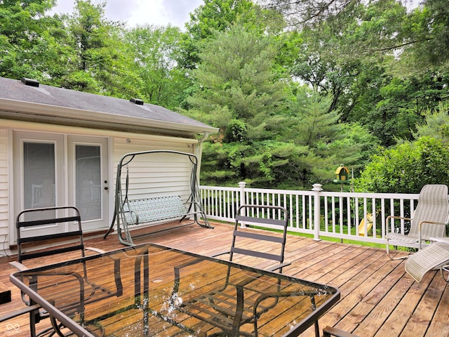 8310 Dog Trot Ln, Morgantown, IN 46160 - deck featuring view of wooded area
