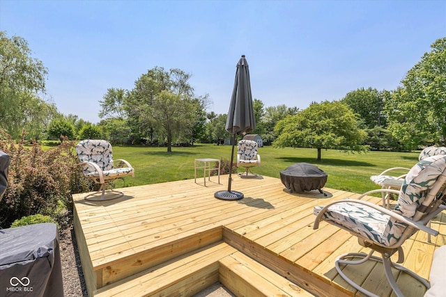 1135 W Wildflower Ct, Mooresville, IN 46158 - wooden deck featuring a yard and an outdoor fire pit