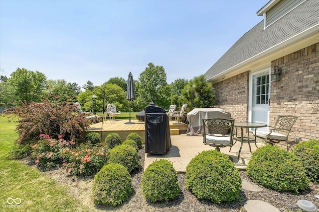 1135 W Wildflower Ct, Mooresville, IN 46158 - view of yard with a wooden deck and a patio area