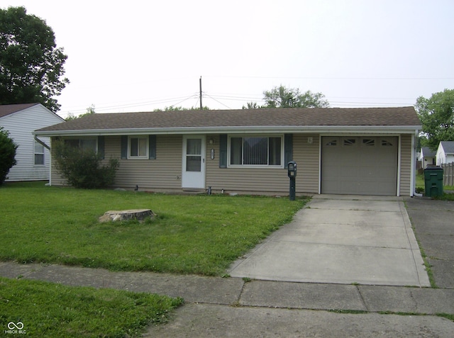 80 Brentwood Dr, Mooresville, IN 46158 - ranch-style house featuring concrete driveway, a garage, and a front yard