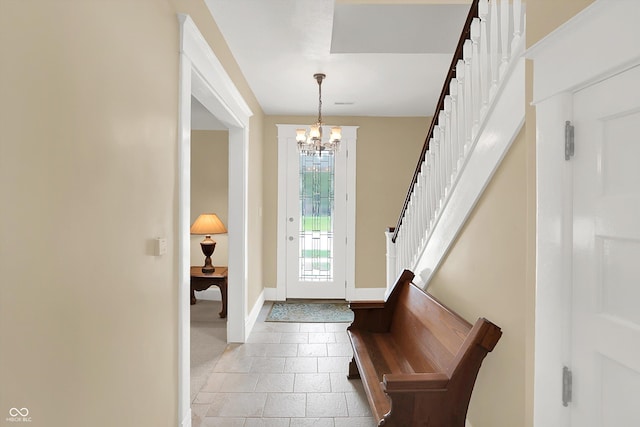203 N Cross St, Hillsboro, IN 47949 - entryway featuring a chandelier and stairway