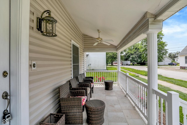 203 N Cross St, Hillsboro, IN 47949 - porch featuring ceiling fan