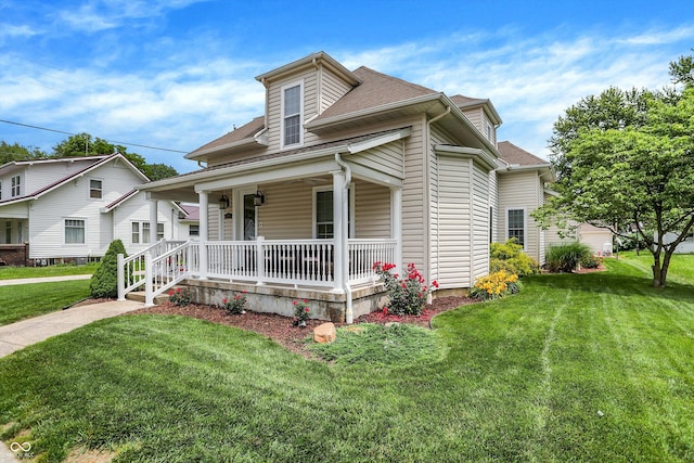 203 N Cross St, Hillsboro, IN 47949 - view of front of property with covered porch, roof with shingles, and a front lawn