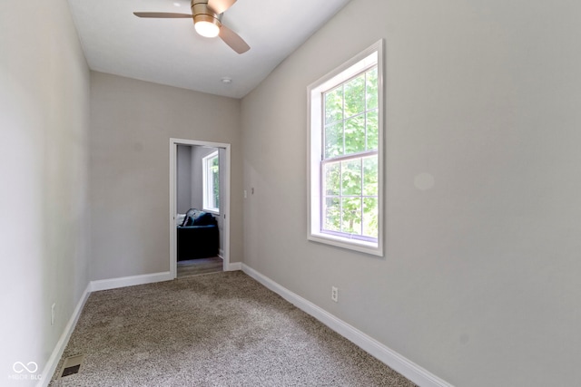 1150 W 30th St, Indianapolis, IN 46208 - empty room with plenty of natural light, carpet, ceiling fan, and baseboards