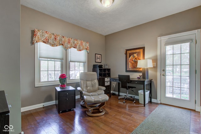 3533 Alexandria Pike, Anderson, IN 46012 - office area with wood finished floors, a textured ceiling, and baseboards